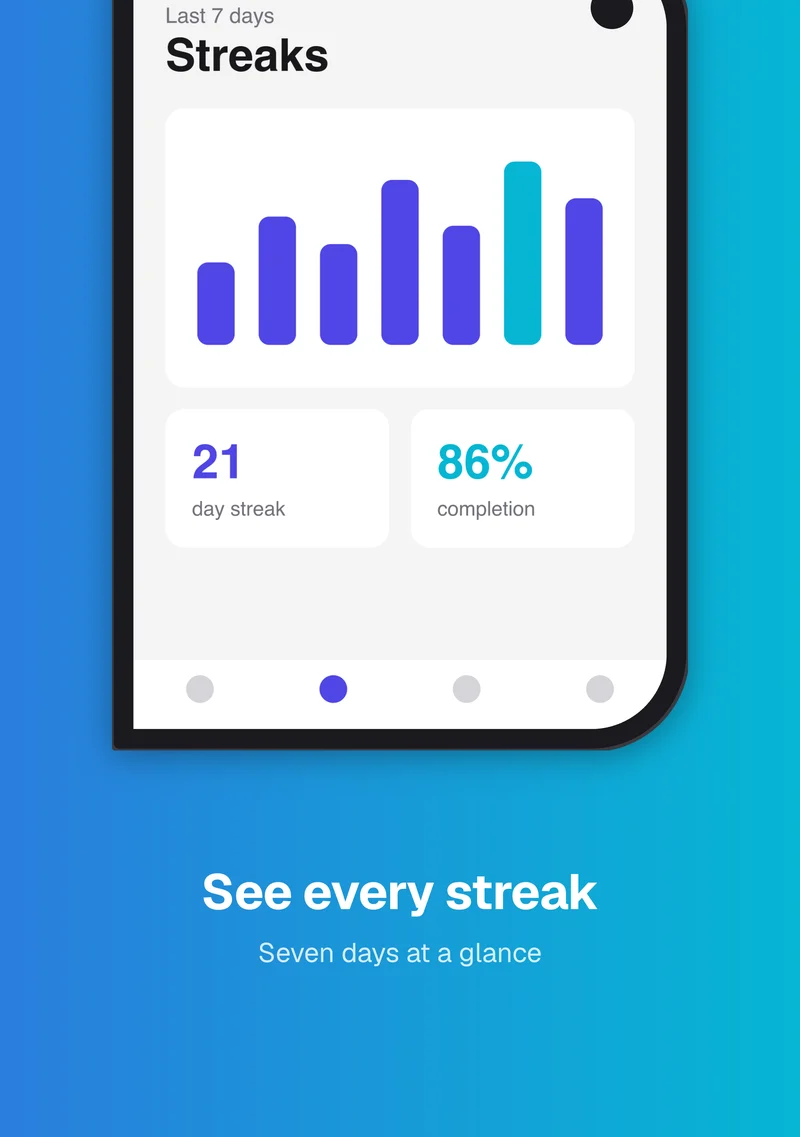 Finished iPhone Duo screenshot using the Outer frame: the folded phone showing a streaks chart above the headline.